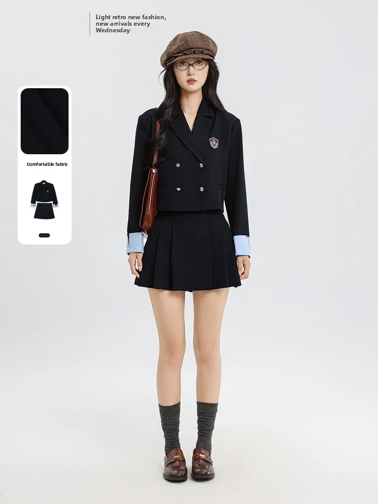 

Костюм женский Memory's Start: комплект из двух предметов, свободный крой, в стиле рабочей одежды, модный, осенний, новинка, элегантный, с длинными рукавами