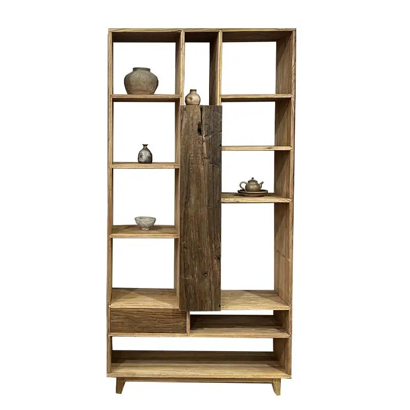 

1High-end wabi-sabi wind old wood solid wood bookshelf B & B storage storage flower stand