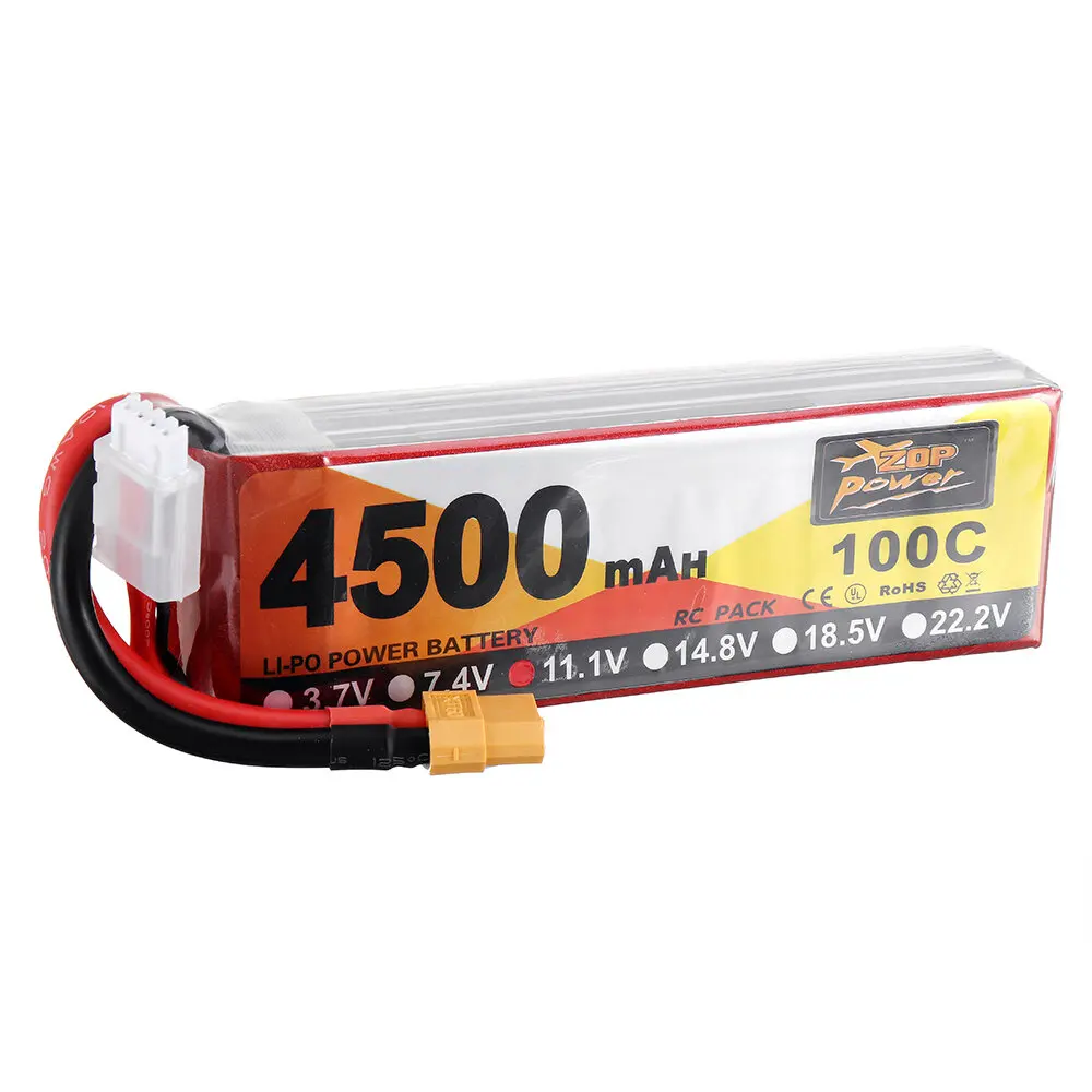 ZOP Power 11.1 فولت 4500mAh 100C 3S Lipo بطارية XT60 التوصيل ل FPV RC الطائرة بدون طيار