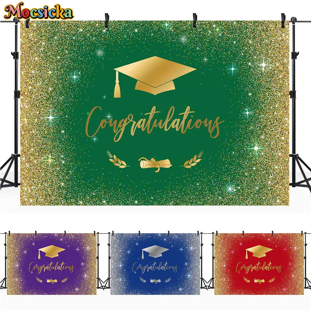 

Mocsicka 2023 Graduation Photography Background Graduates Party Bachelor Cap Glitter Dots Backdrop Studio Photoshoot Photo Booth