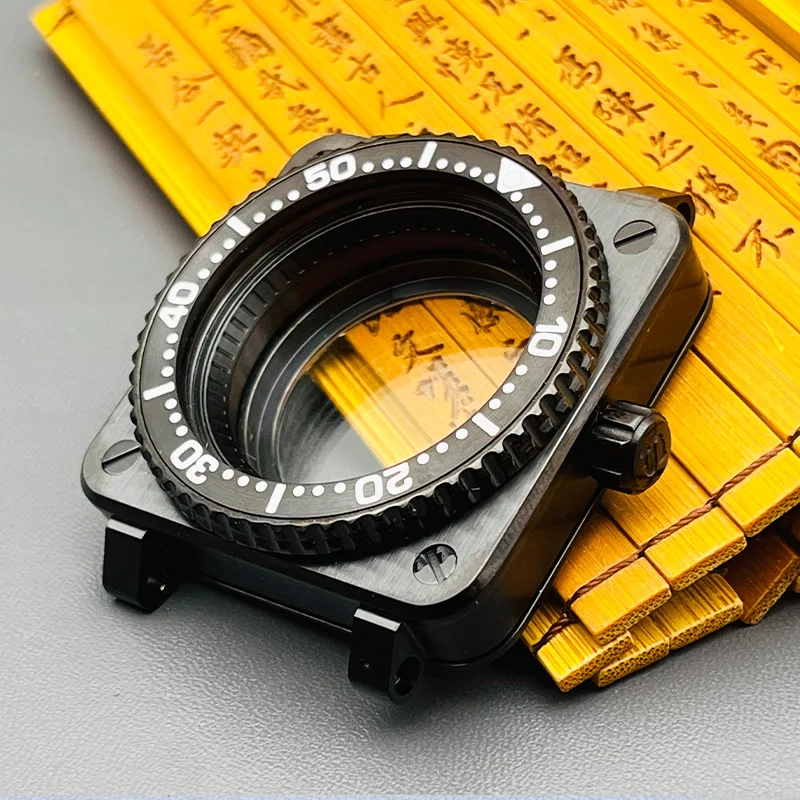 Mei Square SKX Watch Case fit for NH34 NH35 NH36 4R 7S Movement Transparent Back Cover Sapphire Glass Spare NH35 Watch Case