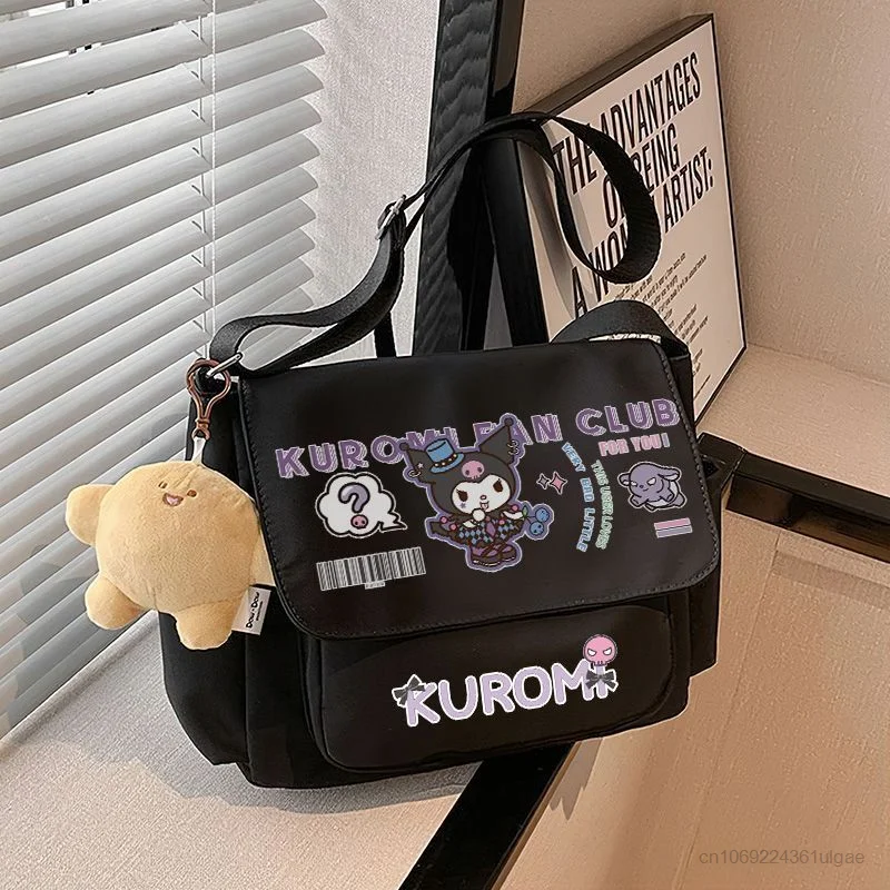 Sanrio Kuromi Shoulder Bags Japan Style Anime Messenger Bag Women Men Large Capacity College Crossbody Bag Y2k Trend Handbags