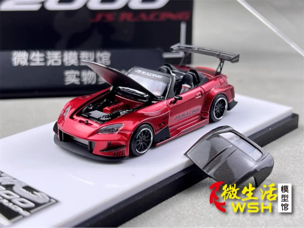 Micro Turbo 1/64 S2000 JS Racing Transparent Red Diecast  Limited Edition Alloy Full-Open collectible Car Model