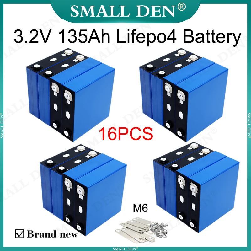 

16 шт. класс A 3,2 В 135Ah Lifepo4 батарея 3C разряд DIY 12 в 24 в E-car Boat RV Golf Cart инвертор домашний Солнечный USP источник питания
