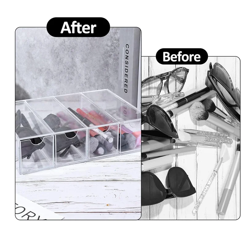 

AED5-Acrylic Organizer, Clear Washi Tape Storage Holder With 4 Sliding Drawers, For Scrapbooking Art Craft Supplies
