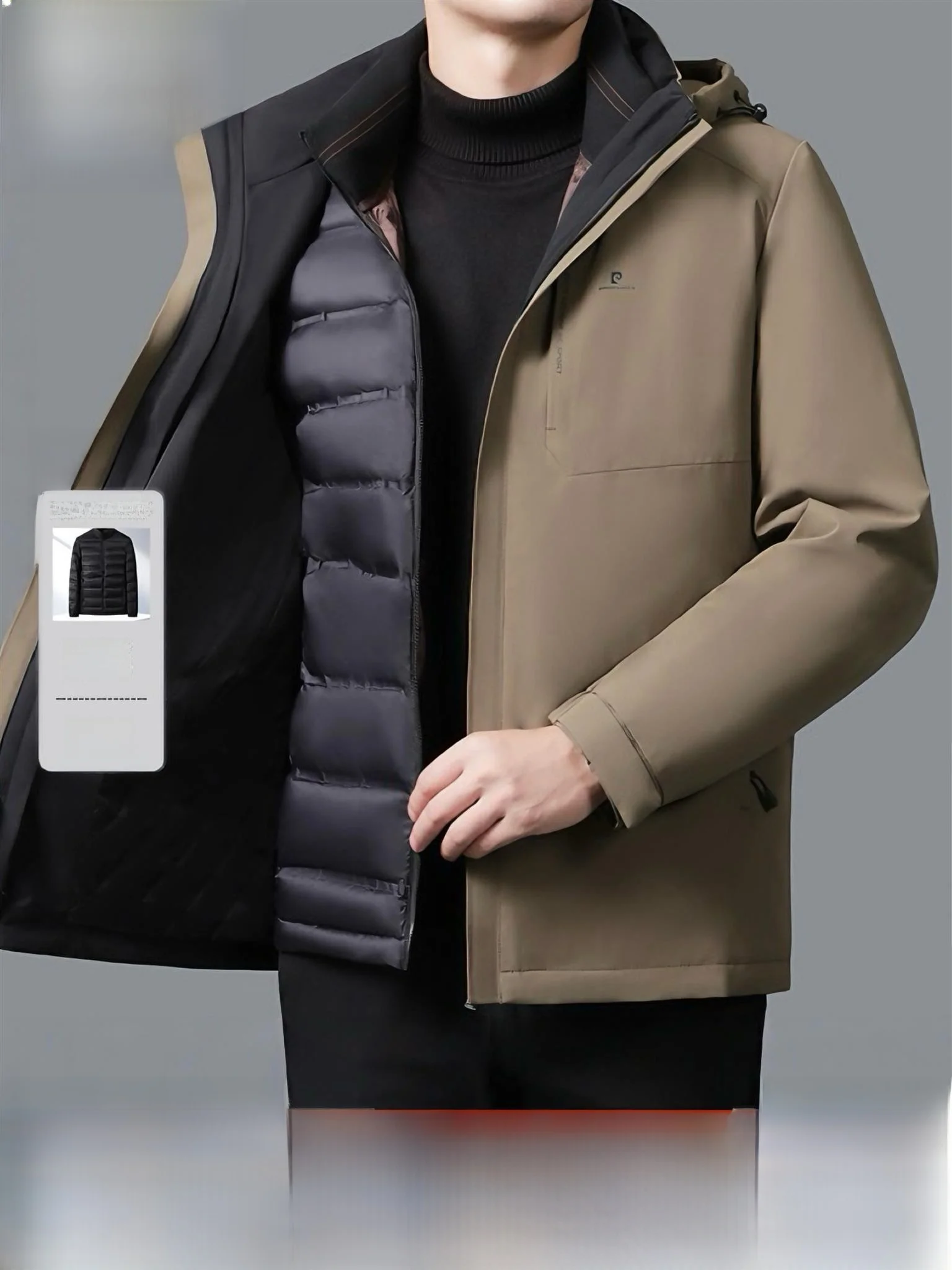 

Мужская шерстяная пуховая куртка Peir Cardin: теплая зимняя модная куртка из пуха и хлопка, водонепроницаемая, повседневная, для города