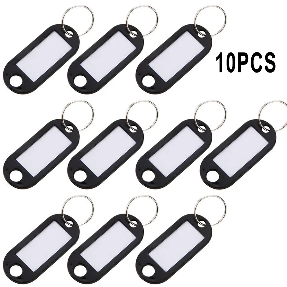 10 Pieces  Plastic Keychain Key Ring Holder ID Tags Label Name Crad Language Fob Split Ring Baggage Luggage Labels In Stock