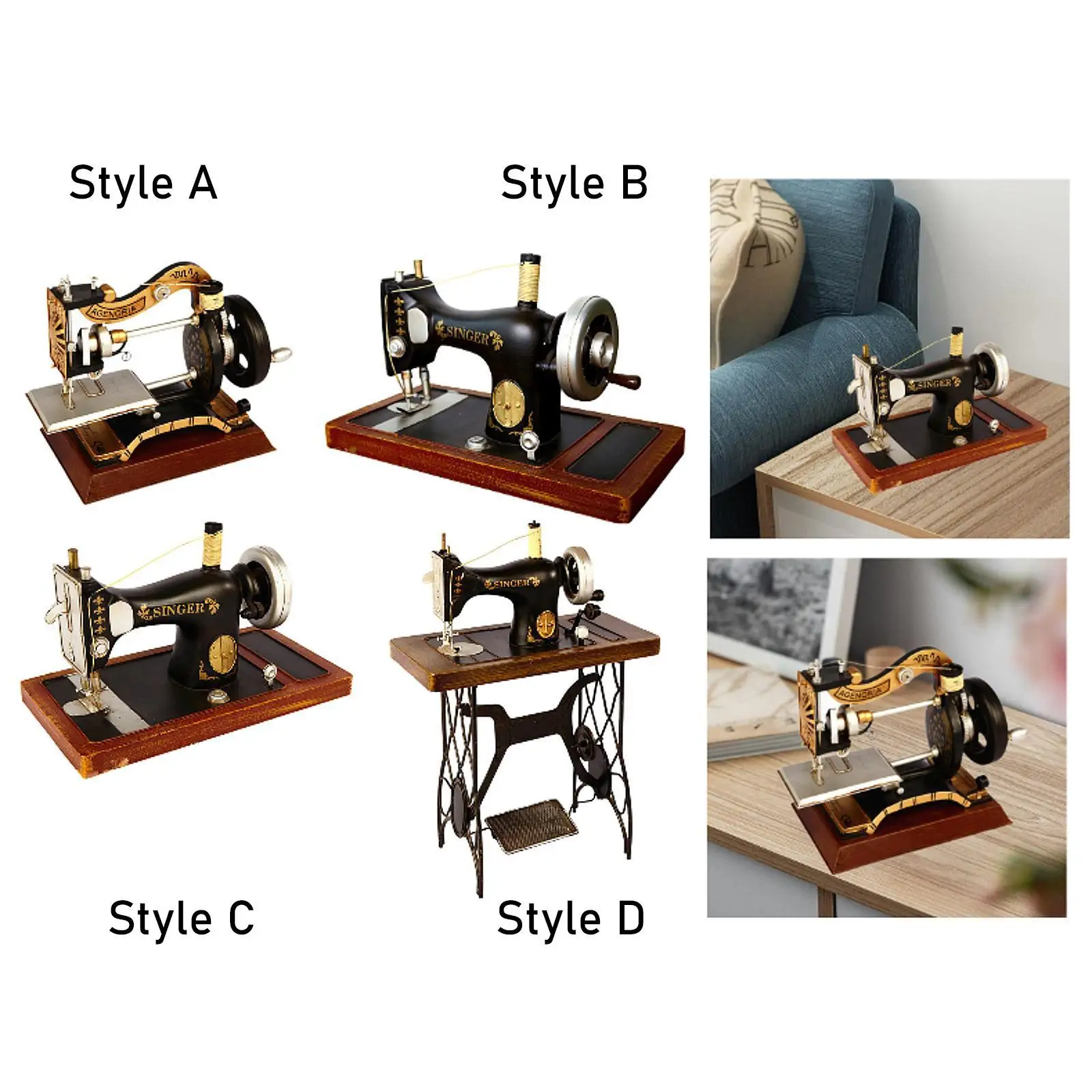Vintage Sewing Machine Model Collections Nostalgic Antique Retro Sewing Machine Ornament for Shop Shelf Desk Tabletop Cafe
