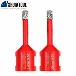 SHDIATOOL 2 piezas M14 soldadura al vacío, de diamantes de brocas de perforación de Bits de mármol, granito azulejos de cerámica agujero VI diamante DrillBit
