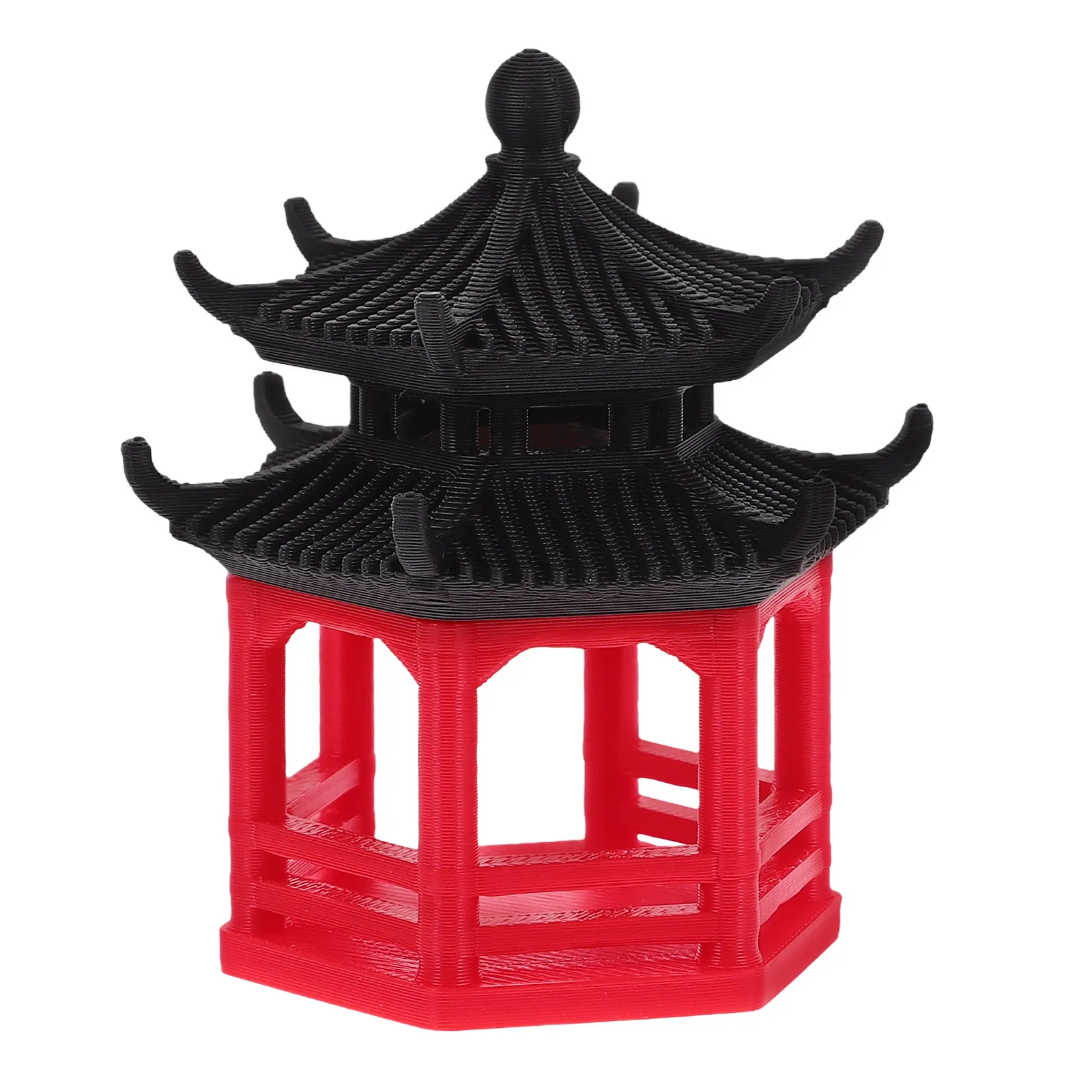 Hexagonal Pavilion Bonsai Decoration Japanese Style Small Fence Fish Tank Mountain Aquarium Landscape Ornament