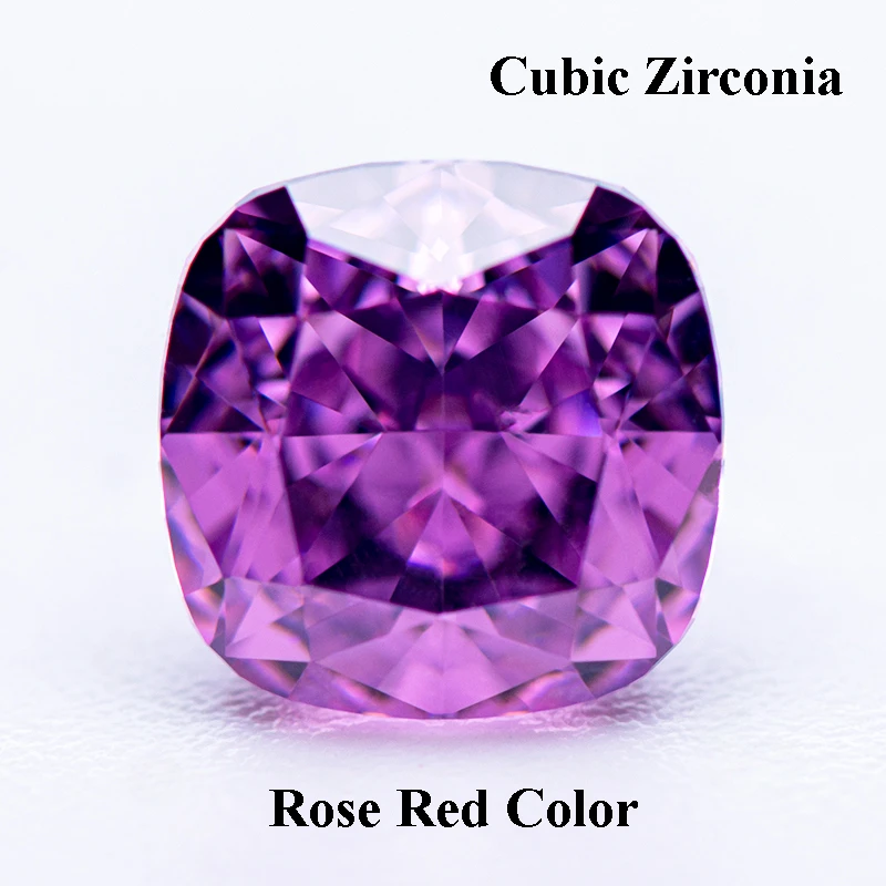 

Cubic Zirconia Crushed Ice Cut Rose Red Color Square Cushion Shape Charms Beads for Diy Jewelry Making Materials No Certificate