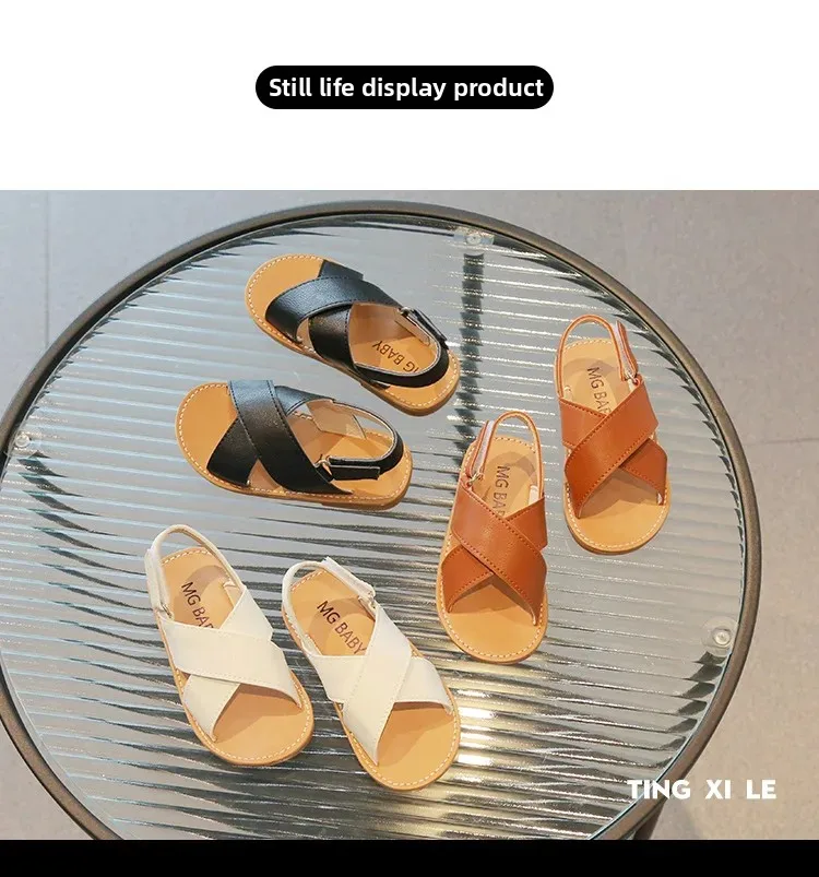 2026 Sommer-Sandalen für Babymädchen und Kleinkinder, Strand-Schuhe mit Kreuzriemen, Modische Kinder-Flachsandalen mit Offener Spitze im Gladiator-Stil – Detail 2
