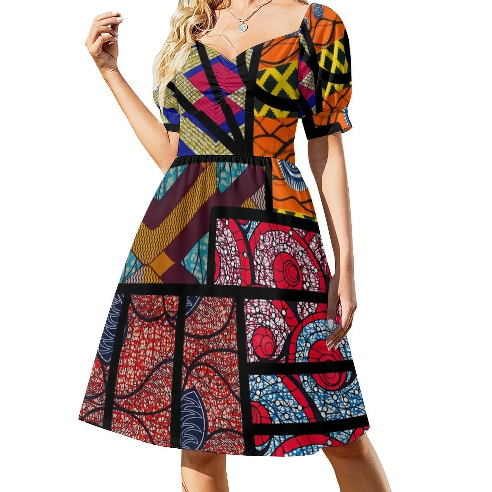 

African print Short Sleeved Dress party dresses women womens clothing beach dress Dress