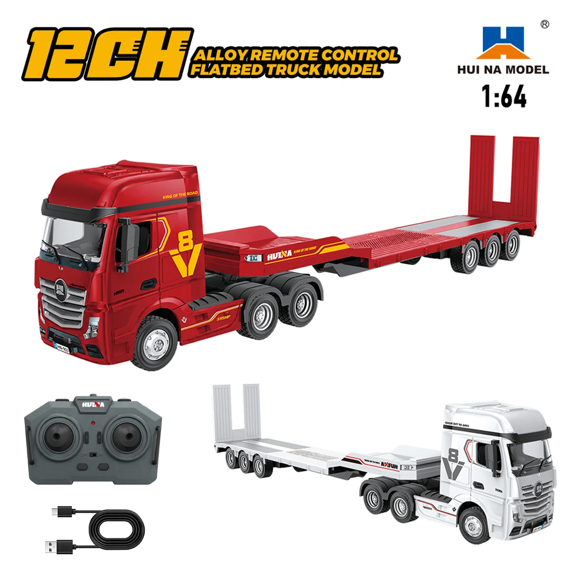Latest 1:64 Huina 9900 RC Truck Flatbed Tractor Truck 12CH RC Car Mini With Light 2.4G Proportional Precise Remote Control Toy