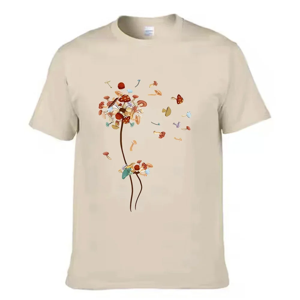 100% Cotton Dandelion Mushroom T Shirts for Men/Women Clothing Summer Casual Harajuku Tops Female Graphic Printing T-Shirts