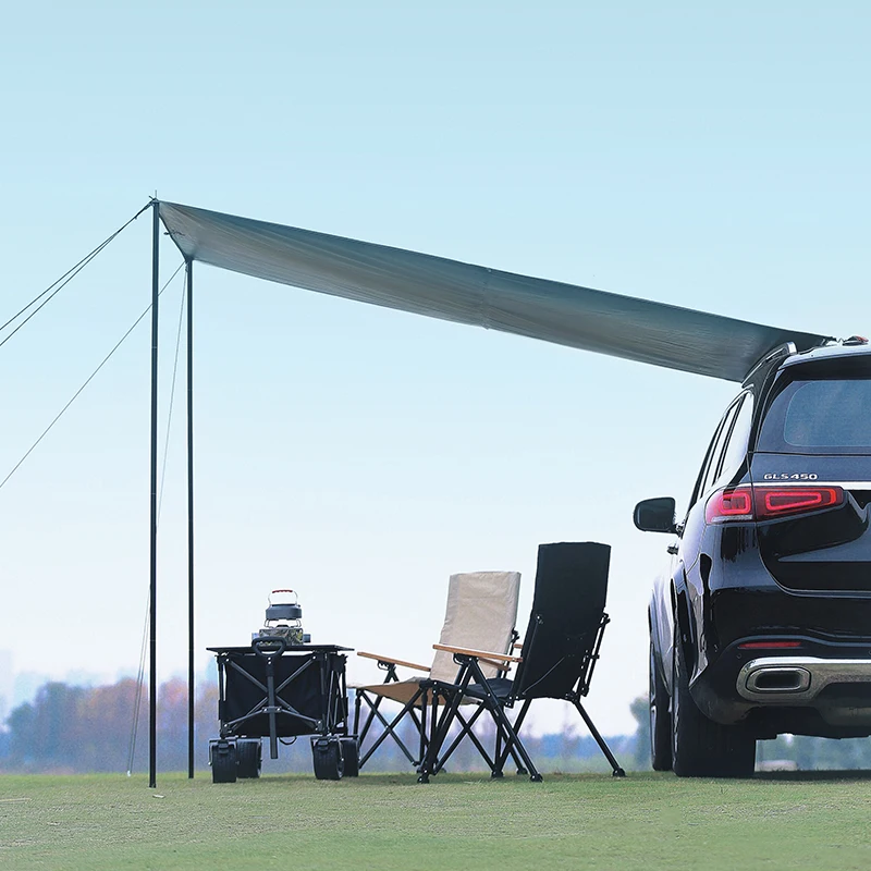 Portable Car Side Canopy, Outdoor Camping, Black, Silver Coating, Sun Protection And Rain Technology, L24