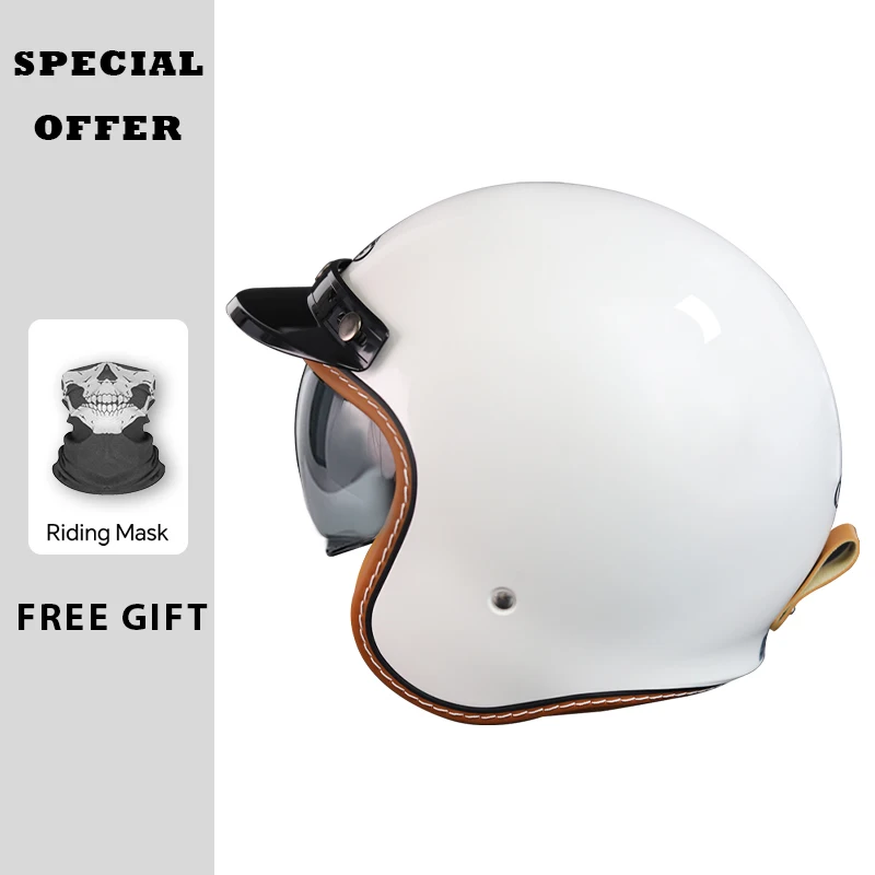 

SOMAN Мотоциклетные шлемы с открытым лицом Lucky 13, винтажные реактивные шлемы со встроенными черными линзами в горошек для мужчин и женщин, 3/4 открытого полушлема для влюбленных