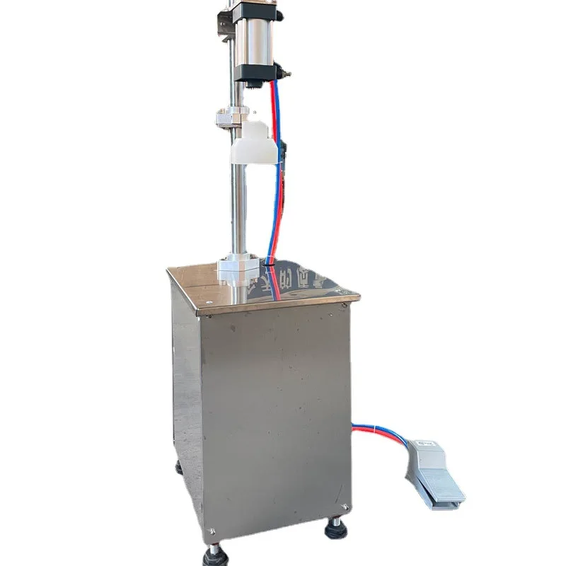Semi-automatic pneumatic sealing machine, plastic bottle soybean oil fragrant hemp oil barrel bottle plastic cap capping machine