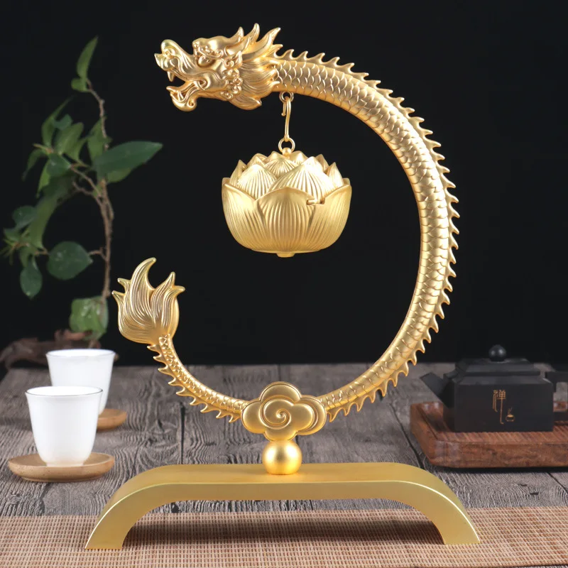 

Gold Lotus Alloy Back Flow Incense Holders Burners For Incense Cones Coils Hanging Incense Box Charcoal Burner Home Temple Decor