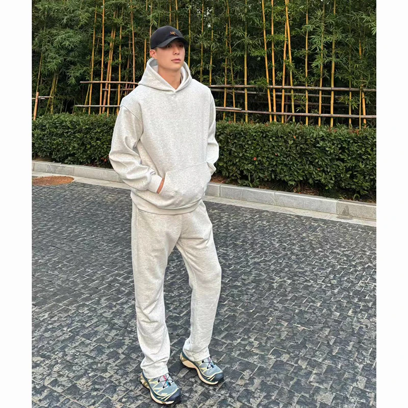 

Floral ey Boxy ort Hoodie Men's Autumn Winter Fce American Retro Heavyweight Hooded Jaet Oversize Outerwear