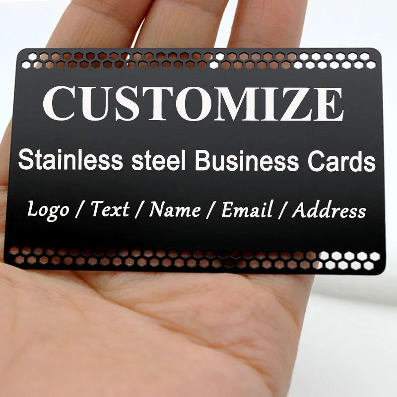 1Pcs Custom Stainless Steel Metal Business Card Laser Engraving DIY Single Sided or Double Sided Thank You Card Gift Card 0.3mm