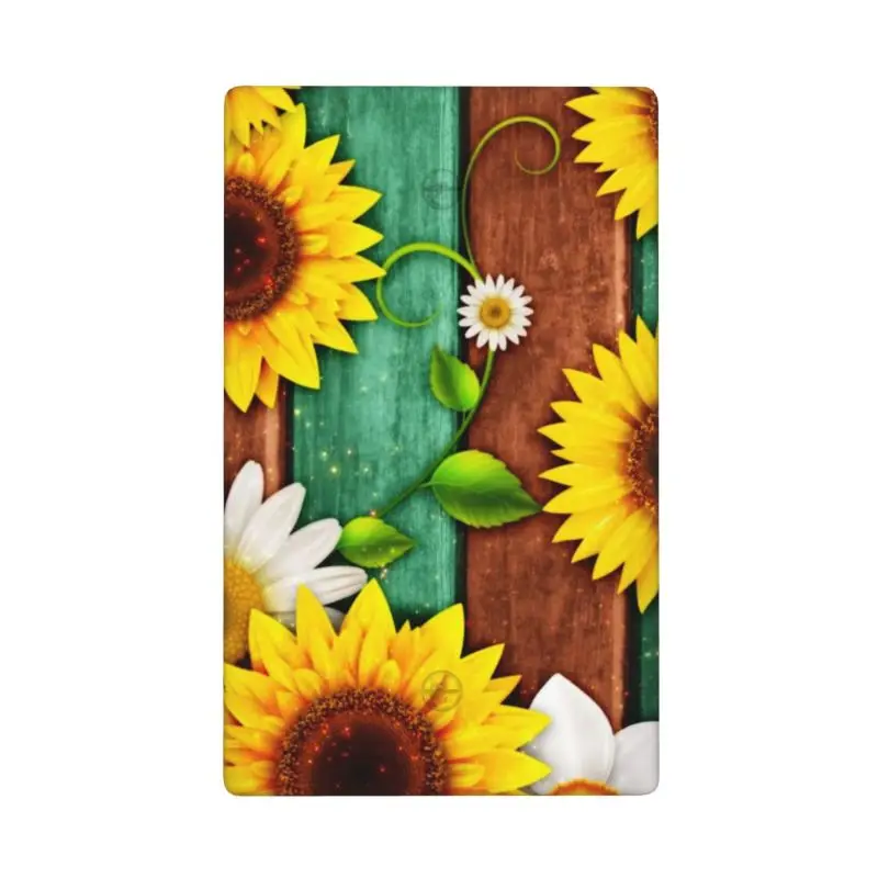 Sunflower Floral Rustic Vintage Wood Barn Door Artistic Light Switch Covers Wall Plate Faceplate for Farmhouse Bathroom Panel