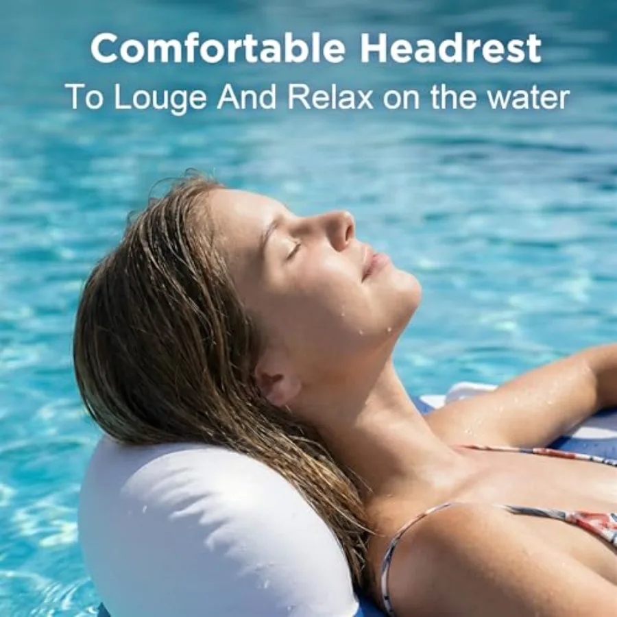 Inflatable Pool Lounge Floats Adult, Swimming Pool Sofa Floaties, Beach Tanning Recliner Floating Mesh Chair Cup Holder, Blow U
