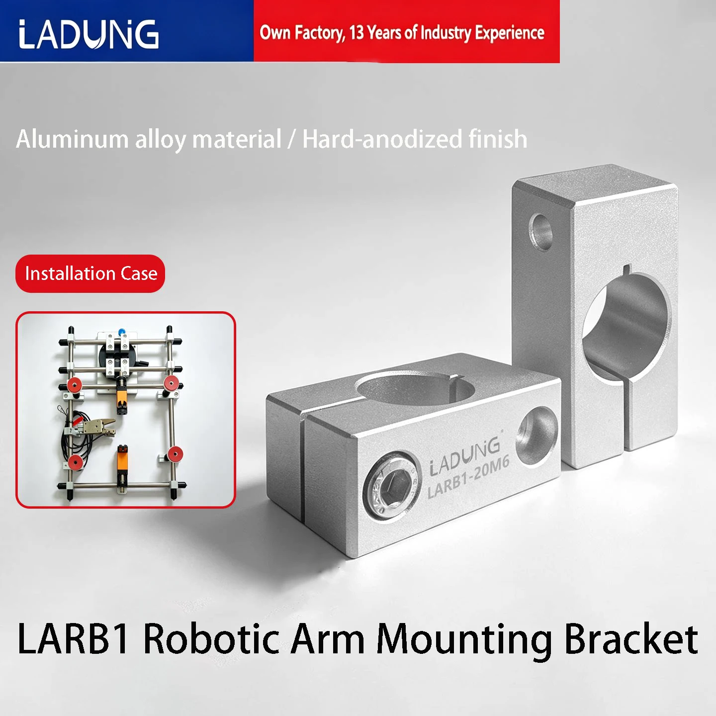 Mounting Bracket with Cross-clamp for Optical Axis Aluminum Double-Hole Connection Locking Support Block Equal or Reducing Bore