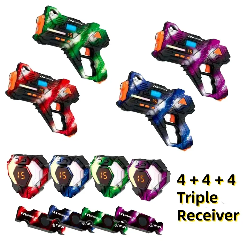 CSTAG 4x4x4 Laser Tag Guns Set 3 Sensors Toy For Kids Gifts Electric Infrared Pistol Guns Boys Battle Team Games Indoor Outdoor
