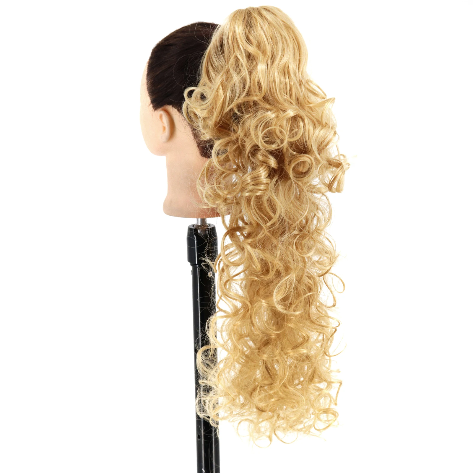 Hair Extension Claw Clip Ponytail for Party Wedding 22 Inch Long Curly Wavy Hairpiece Natural Synthetic Fiber Durable
