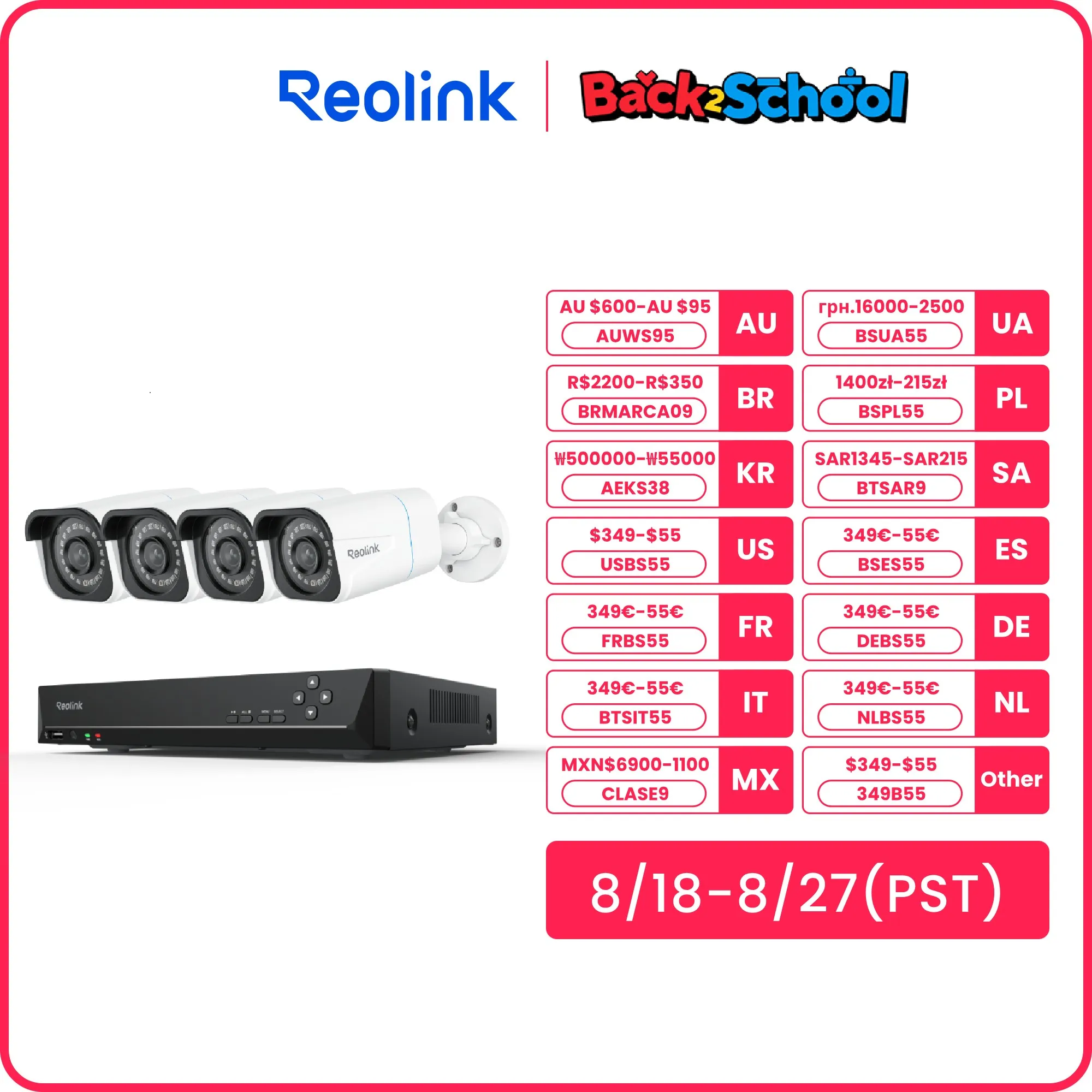

Reolink 4K Security Camera System 8MP 24/7 Recording PoE IP Cam CCTV Video Surveillance Camera NVR Kit RLK8-800B4 / RLK8-800D4