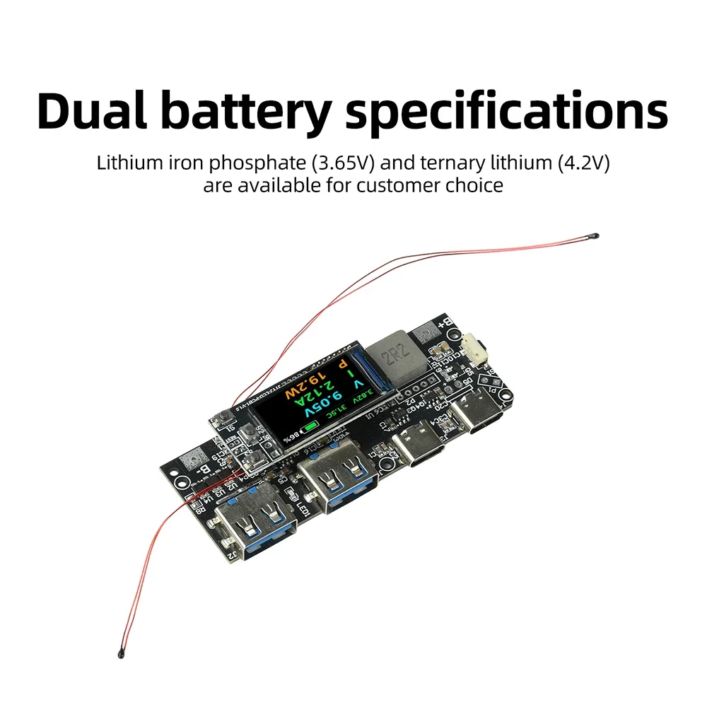 22,5W DIY Tragbares Powerbank-Mainboard mit 0,96 Zoll TFT-Farbdisplay, PD-Multi-Protokoll-Schnellladung für Elektronische Komponenten – Detail 3