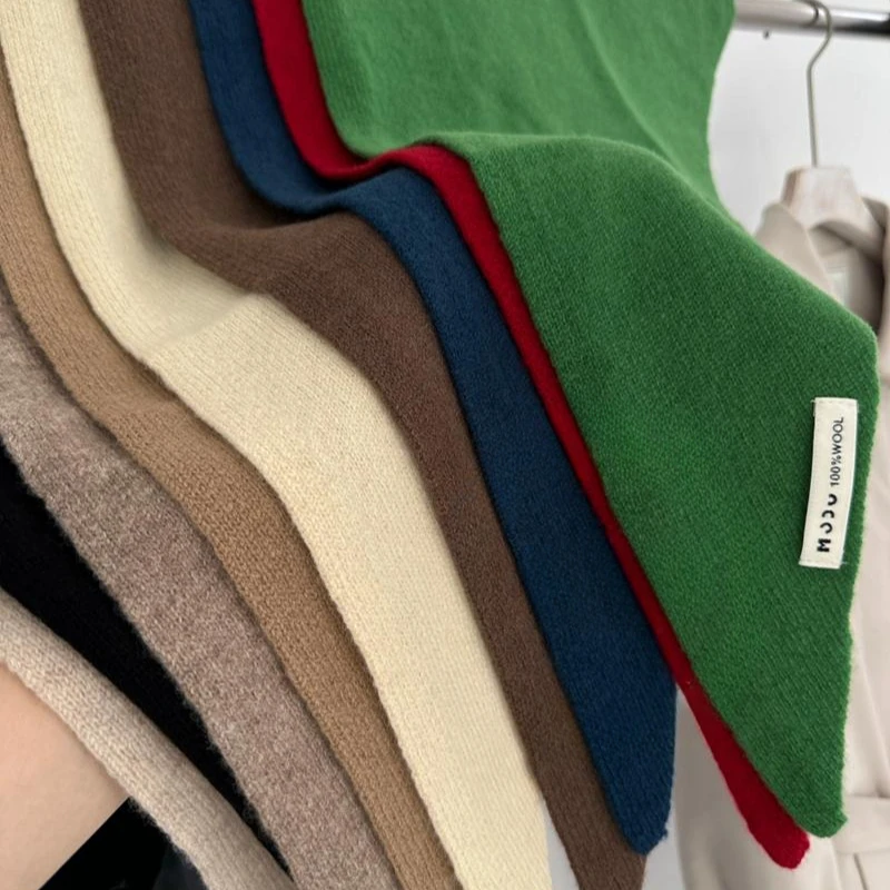 2024 وشاح مثلث من الصوف الكشمير شتاء دافئ صغير محبوك وشاح الكتف شال قبعة وشاح #5