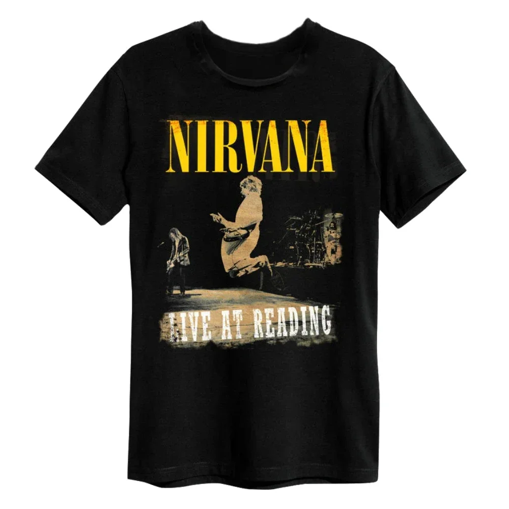 

Nirvana Live At Reading T-Shirt Men's and Women's American Retro Metal Band Tops Brand T-shirt Men Sports Shirt