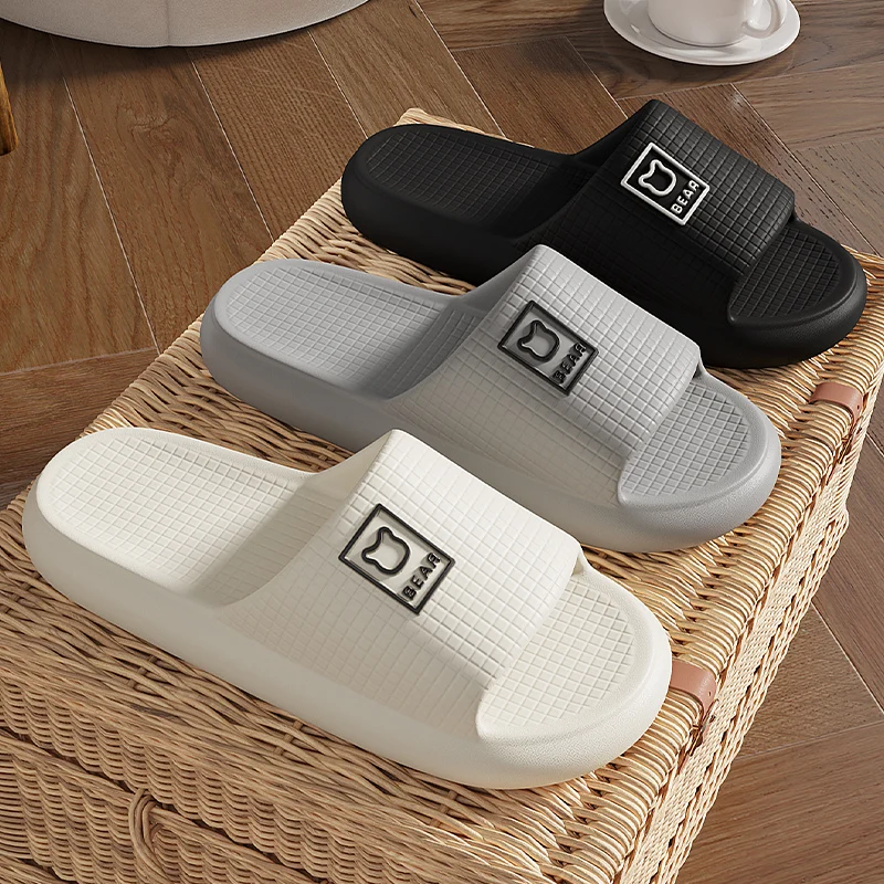 Plus Size 46-47 Men Slippers Sole EVA Indoor Open Toe Cartoon Bear Printing Women Flip Flops Beach Slides Flat Sandals Slides image 6