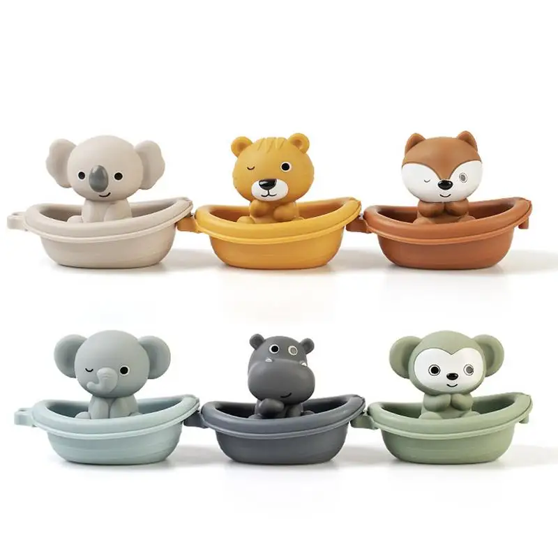 Stackable Bath Boats Toy 6X Floating Bathtub Bath Toy For Babies Eco-Friendly Babies Bathtub Bath Toy For Preschool Boys Girls