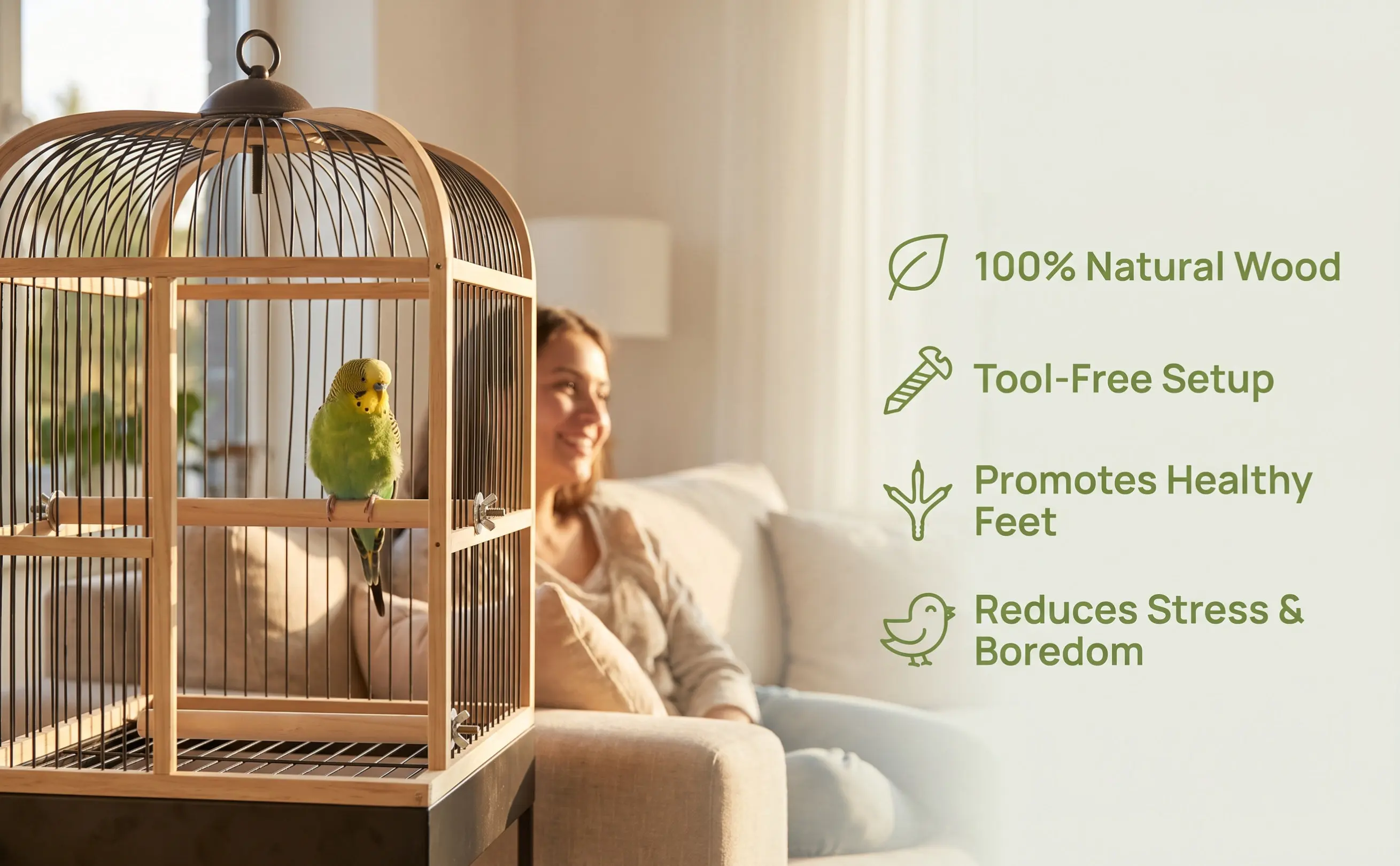 4 piezas de percha de madera reforzada para loros, pieza esencial para jaulas de aves, plataforma de repuesto para aves medianas y grandes, accesorios para aves.