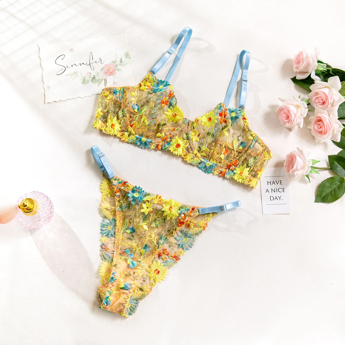 Bloemen exotische bh set dames kant bloem borduurwerk print lingerie set vrouwelijke micro bikini doorzichtig ondergoed