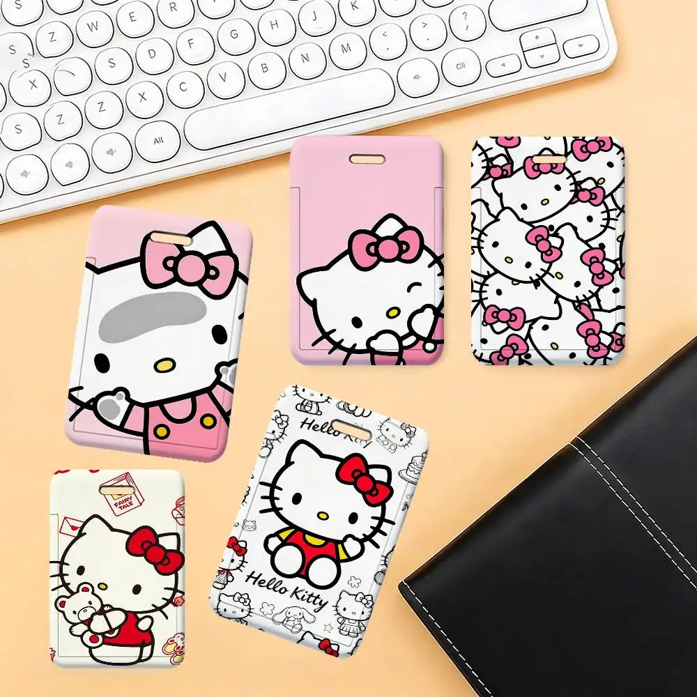 

Cute H-Hellos K-Kittys 1 Card Holder, Leather Card Storage Box, Key Chain, Access Tag Holder, ID Card Holder, Key Chain