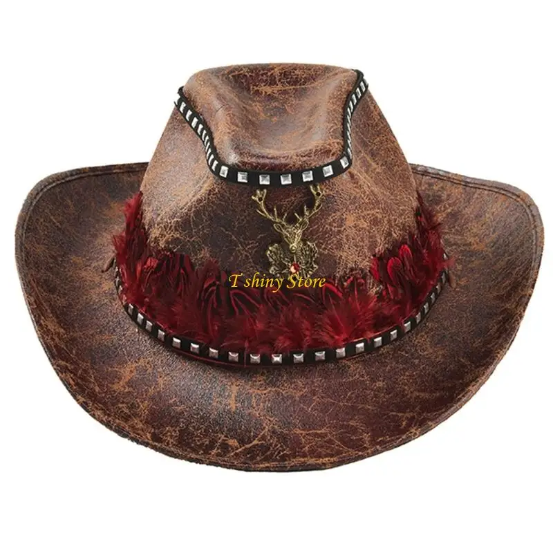 N58F Elegant Decorated Gothic Hat Traditional Unisex Formal Headwear For Theater Shows