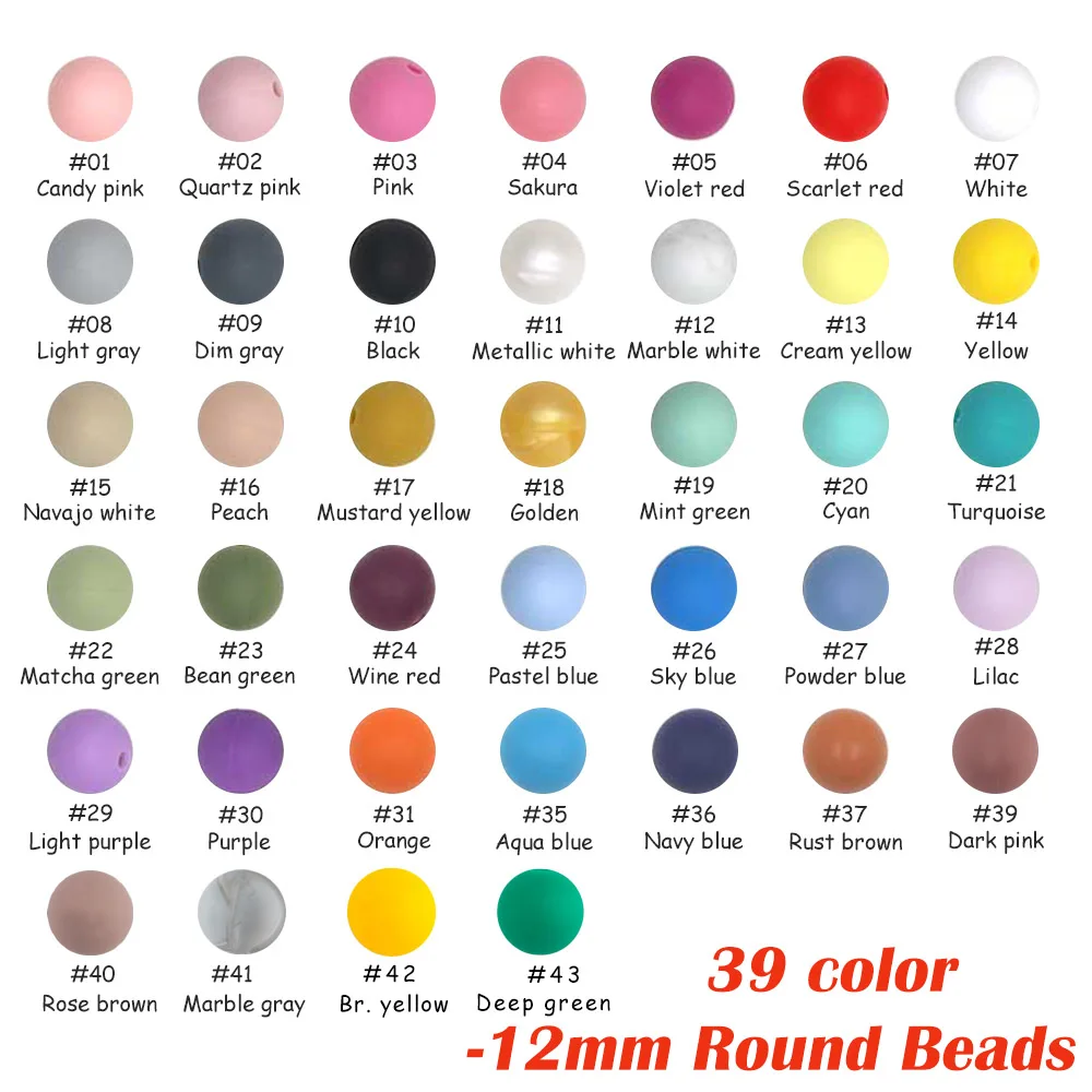 Sunrony 100-1000Pcs Silicone Beads 12mm Round Bead For Jewelry Making Bulk DIY Pacifier Chain Bracelet Necklace Accessories