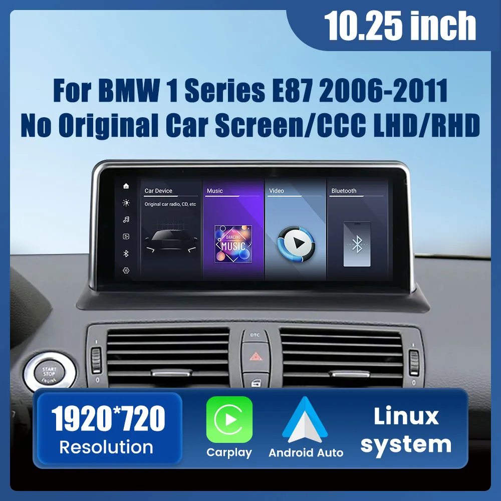 10.25 Inch Car Radio1 Series E87 2006-2011 LHD RHD CCC System Linux Car Stereo GPS Navigation DVD Player IPS Carplay