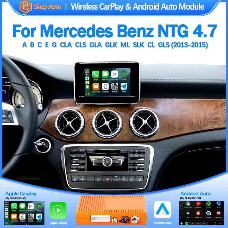

SAZYAUTO Wireless CarPlay for Mercedes Benz C Class W204 NTG4.5/4.7 2011-2014 Android Auto Mirror Link AirPlay Car Play