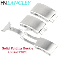 Solid 316L Stainless Steel Watch Band Folding Buckle 18mm 20mm 22mm Extended Double Push Butterfly Metal Watch Clasp Accessories