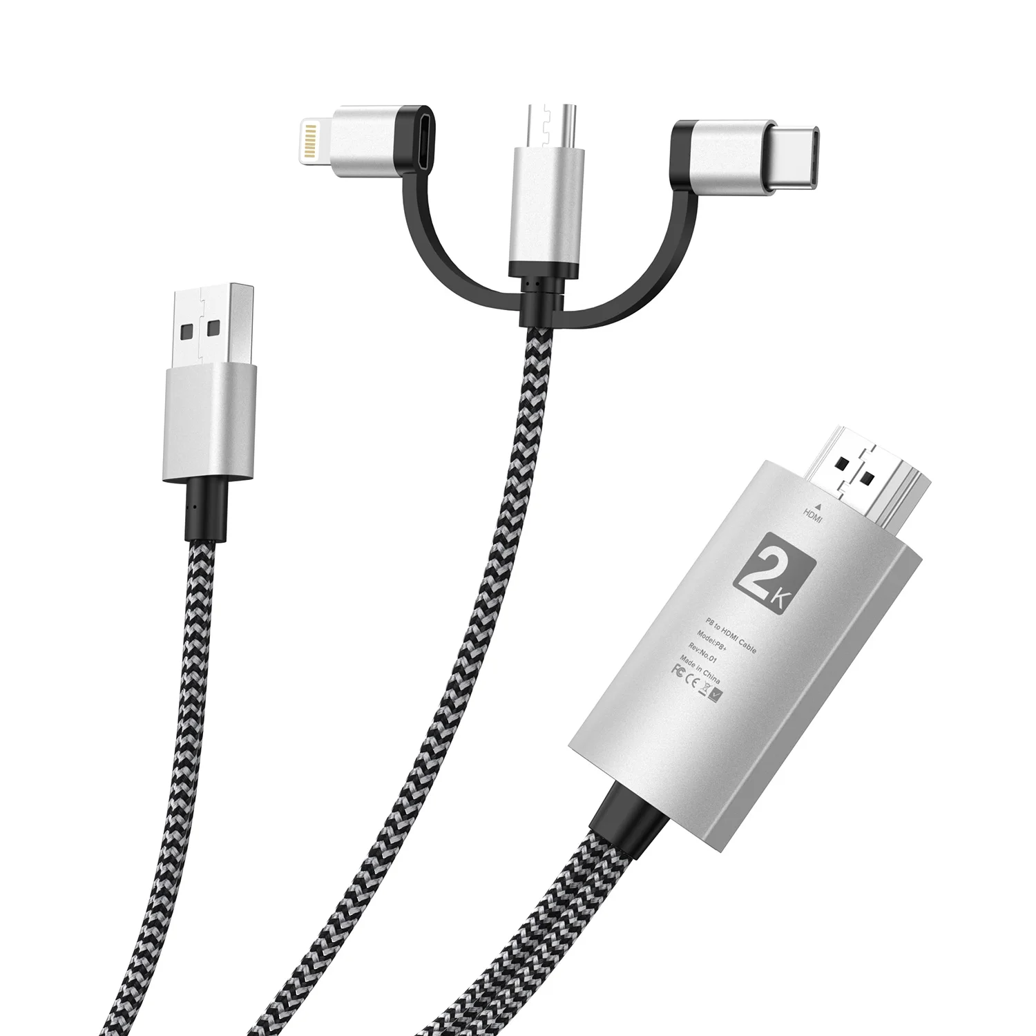 UPERFECT UCable HDMI to Lightning Cable 3 in 1 Screen Mirroring Adapter Horizontal & Vertical I-O-S/Android Phone To Monitor