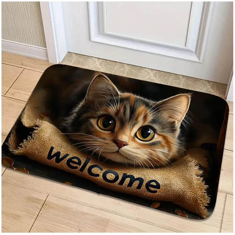 Paillasson de bienvenue en forme d'animal mignon, pour cuisine, salle de bain, sol de salle de bain, pour porte d'entrée, décoration de maison amusante