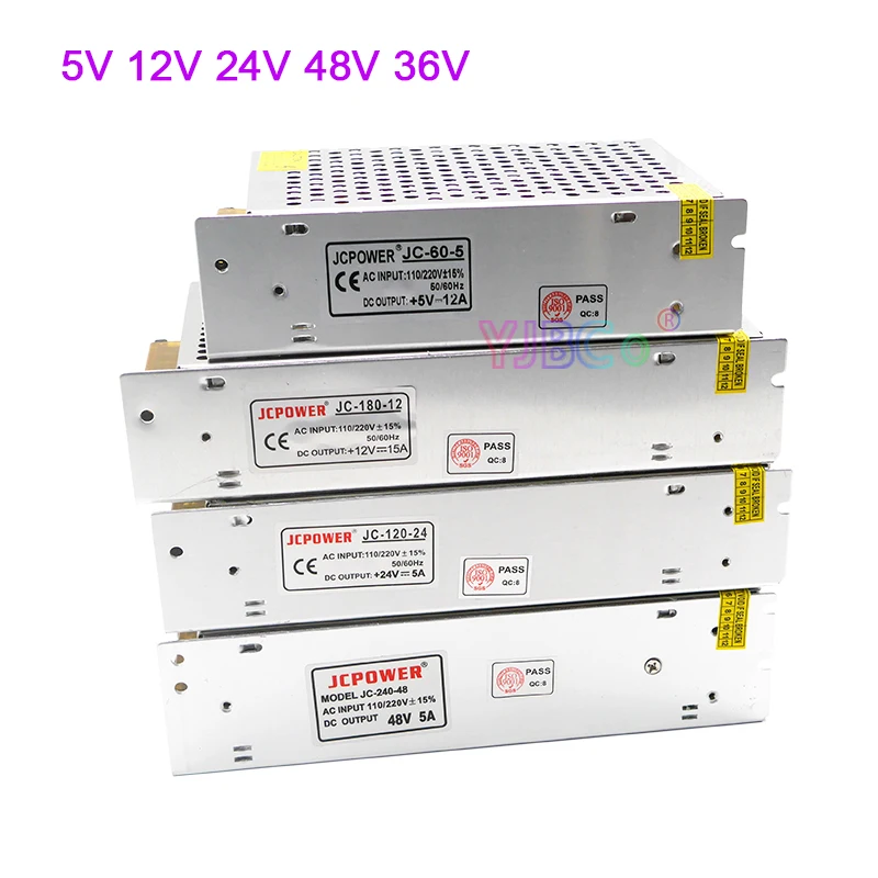 

5V DC 12V 24V 48V 36V Aluminum Power Supply 5A 10A 15A 20A 25A 30A 40A 50A 800W LED Strip Switch transformer 110V 220V adapter