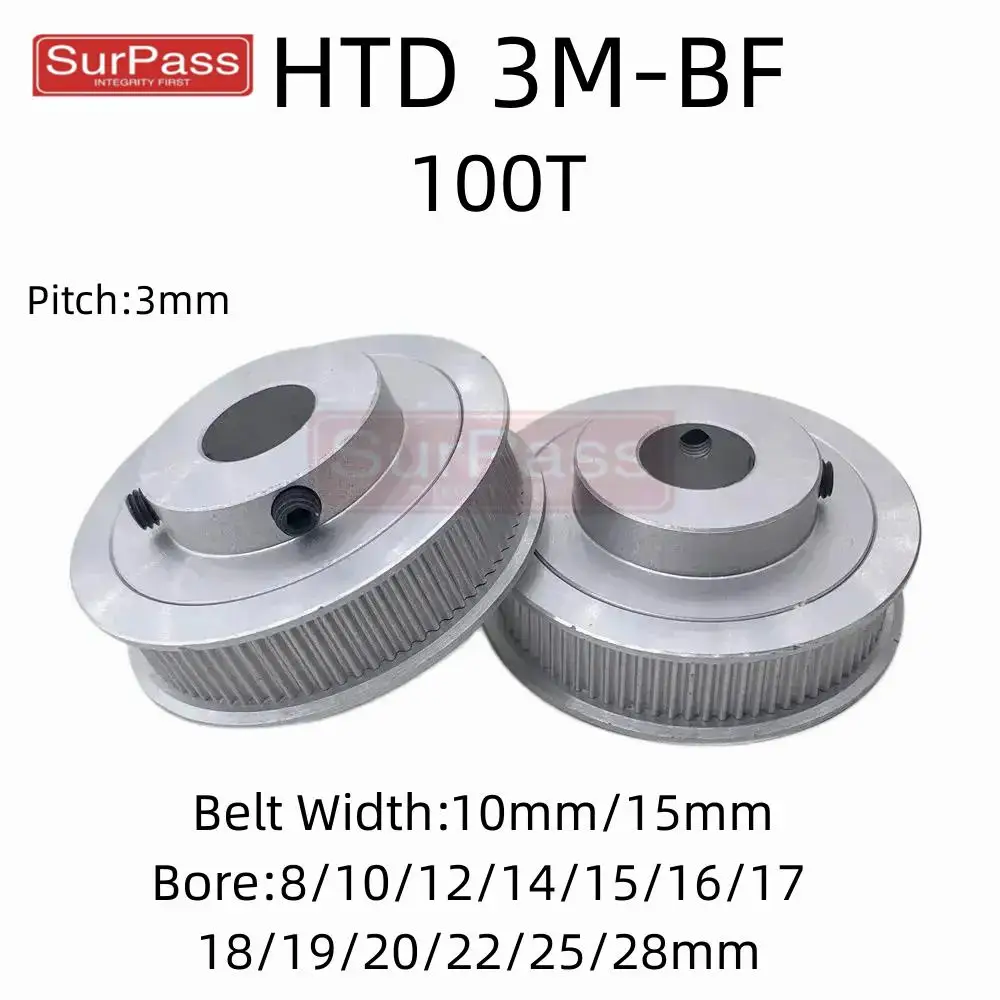 HTD 3M Synchronizing Wheel 100 Teeth Bore 8/10/12/14/15/16/17/18/19/20/22/25/28mm Timing Belt Width 10/15mm 3D printer CNC Parts