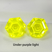 1PC Yellow Fluorescent 6x6mm to 10x10mm Lab-Created Garnet, Synthetic YAG  Laboratory-Grown, Hexagonal Shape Loose Stone
