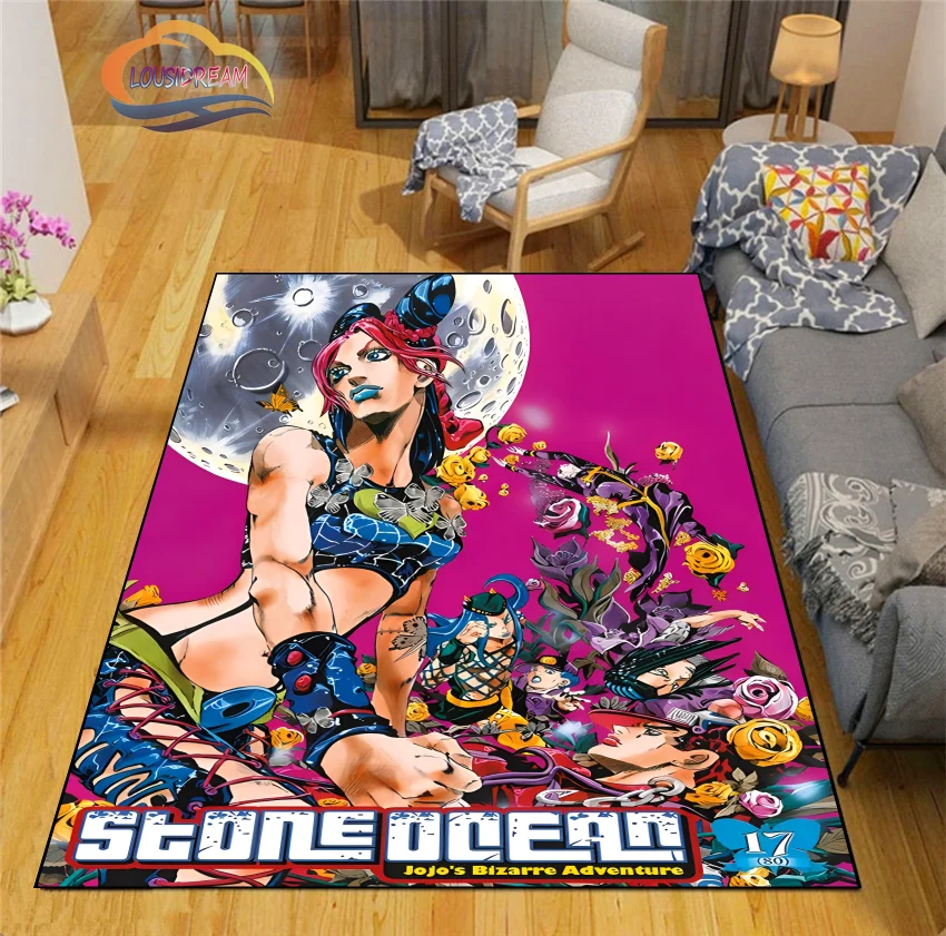 Warm Blood Caricature JoJo’s Bizarre Adventure Plush Carpet Non-slip   Rectangular  Yoga Mat for Children's Room